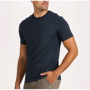Vuori Linear Tech Tee Shirt Navy Ink Men's sz M Striped Athleisure Casual